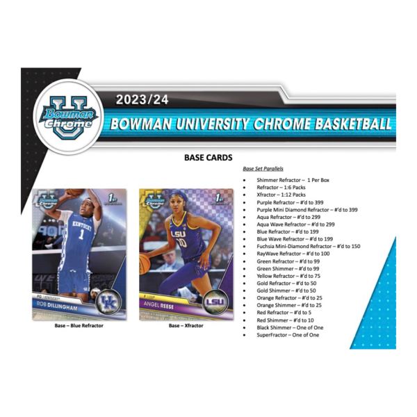2023_24BowmanUniversityChromeBasketballHobbyBox_2 2023/24 Bowman University Chrome Basketball Hobby Box