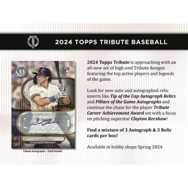 2024ToppsTributeBaseballHobbyBox_1_db9239a5-203a-40db-a436-6e5d9c0e9638 2024 Topps Tribute Baseball Hobby 6 Box Case
