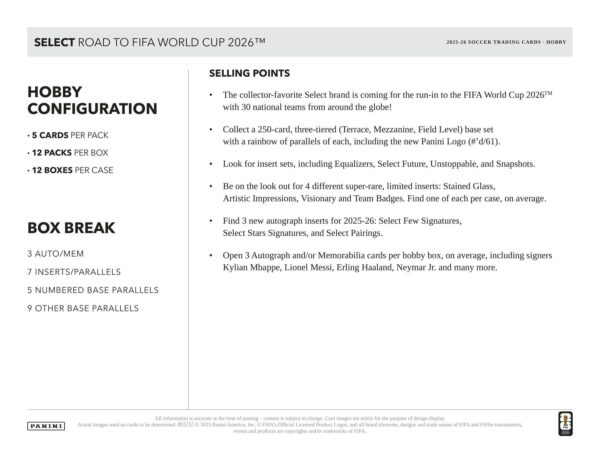 25-26selectrtwc_pis_hobby-5 2025/26 Panini Select Road to FIFA World Cup Soccer Hobby 12-Box Case