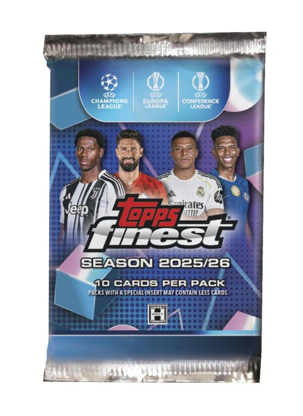 2526-finest-uefa-hobby-pack 2025/26 Topps UEFA Club Competitions Finest Soccer Hobby 8-Box Case