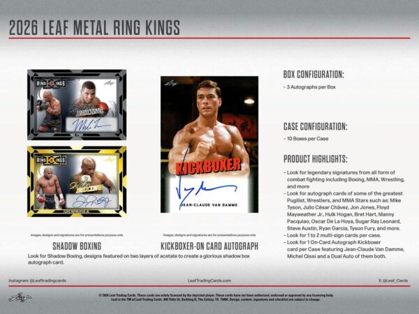 26l_metal_ring_kings_ss-7 2026 Leaf Metal Ring Kings Boxing Hobby 10-Box Case