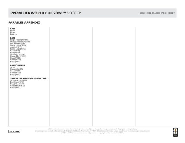 26prizmworldcup_pis_hobby-6 2026 Panini Prizm FIFA World Cup Soccer Hobby 12-Box Case